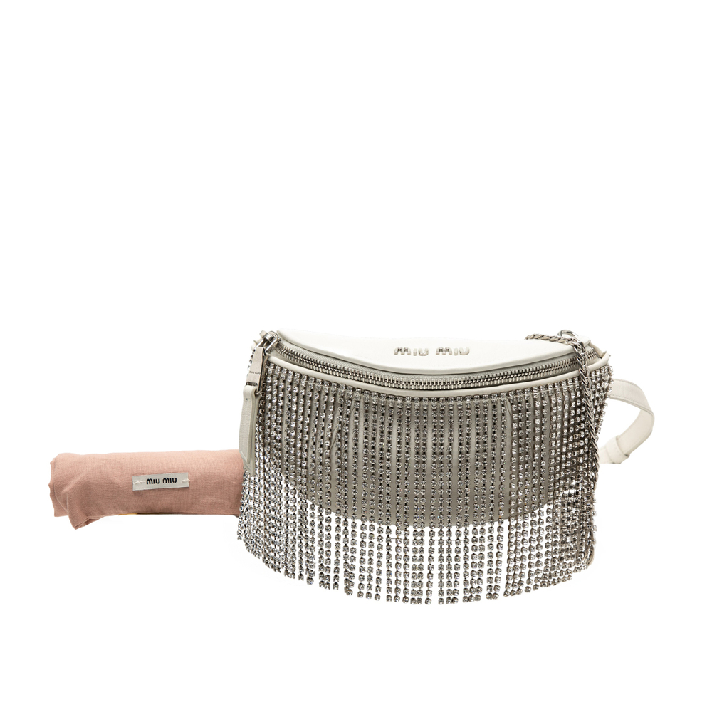 Pre-Loved Miu Miu Nappa Crystal Fringe Convertible Belt Bag - Picture 7 of 7